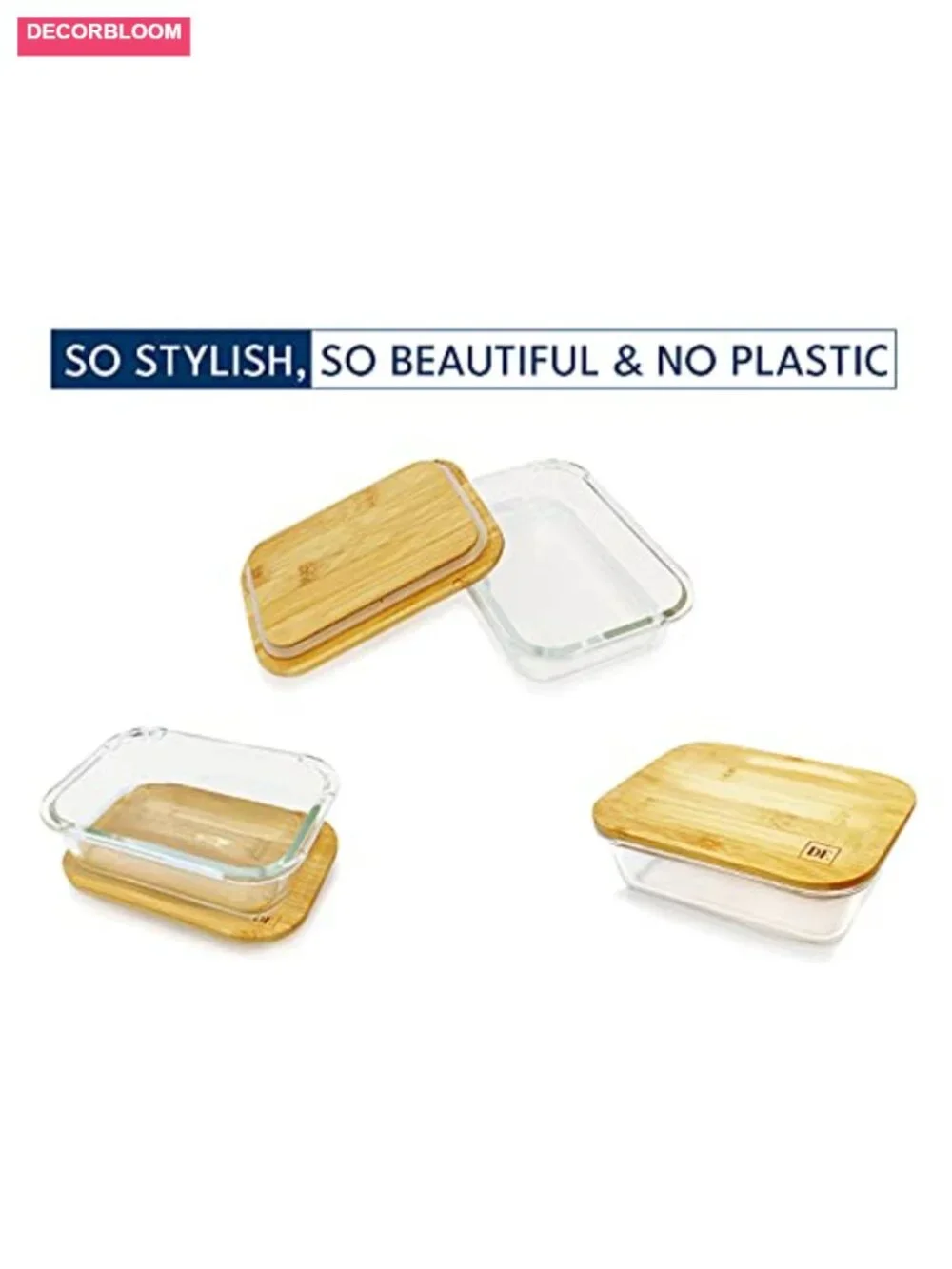 4-Pack Glass Food Storage Containers with Bamboo Lids, BPA-Free, Oven Safe